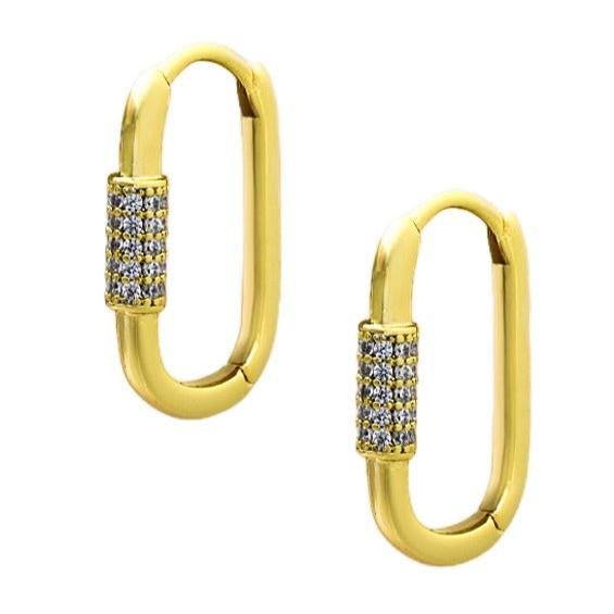 Earrings "Loops with zircon stones"