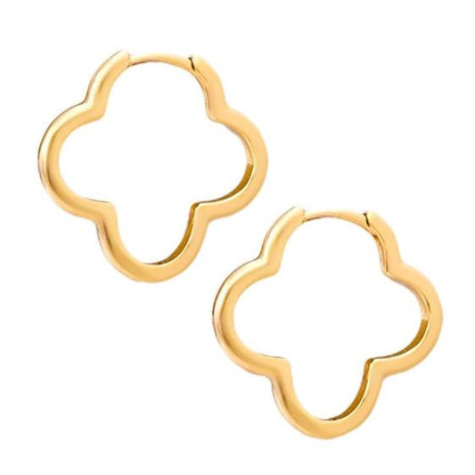 Rose gold flower-shaped hoop earrings
