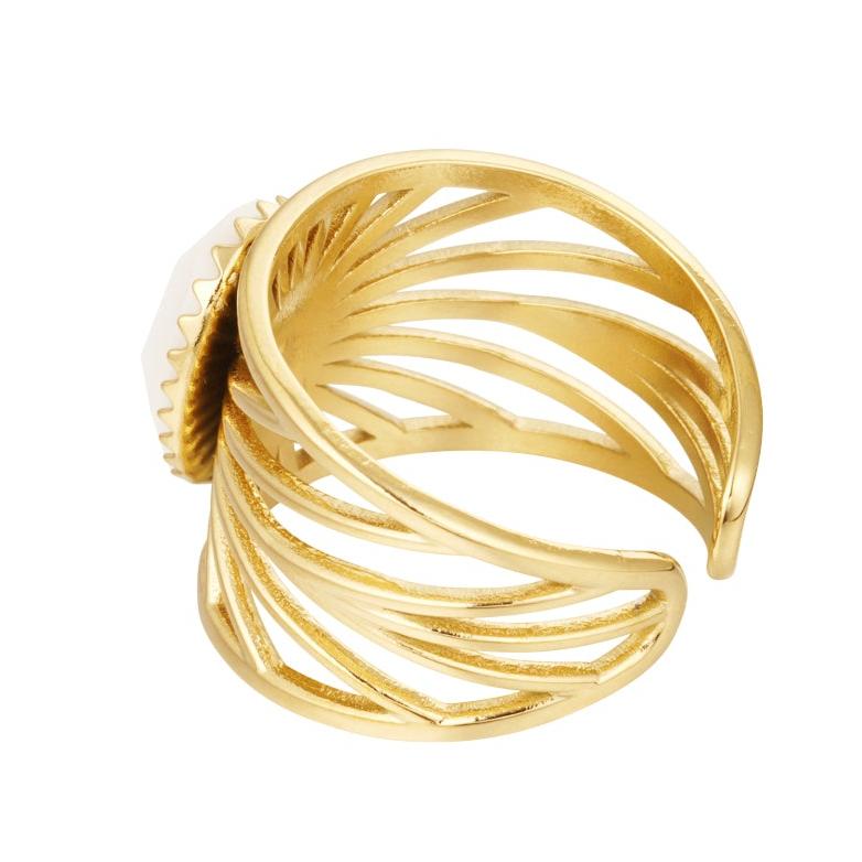 &quot;Lotus Opal&quot; verstellbarer Ring mit Perle