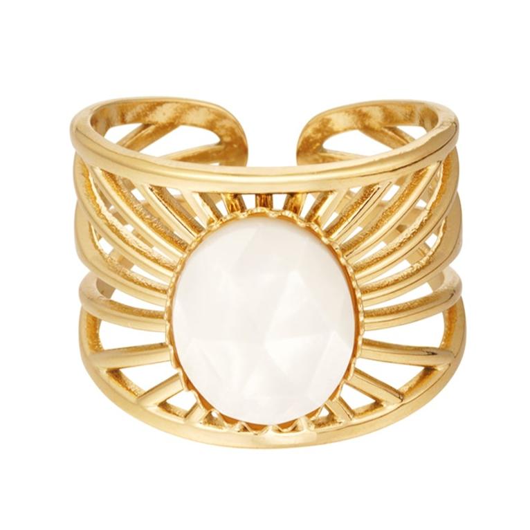 &quot;Lotus Opal&quot; verstellbarer Ring mit Perle